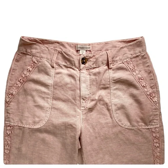 Coldwater Creek NWT Pale Mauve Lace Trim Cuffed Ankle Pant - Size 10 - Picture 5 of 16